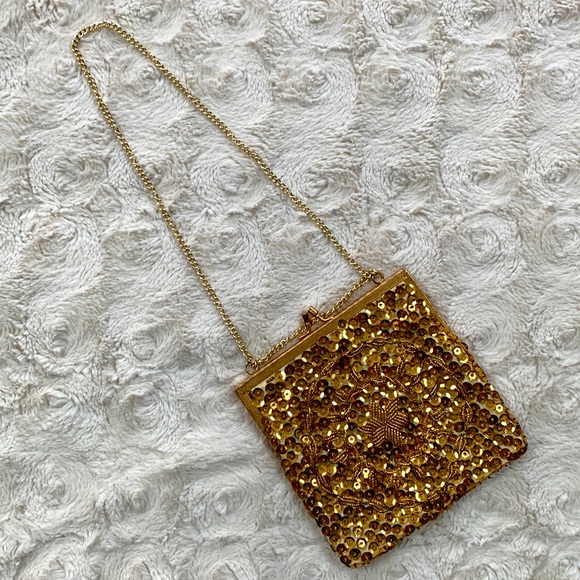 EUC Vintage Mr. Ernest Gold Sequined Evening Bag - Picture 2 of 7